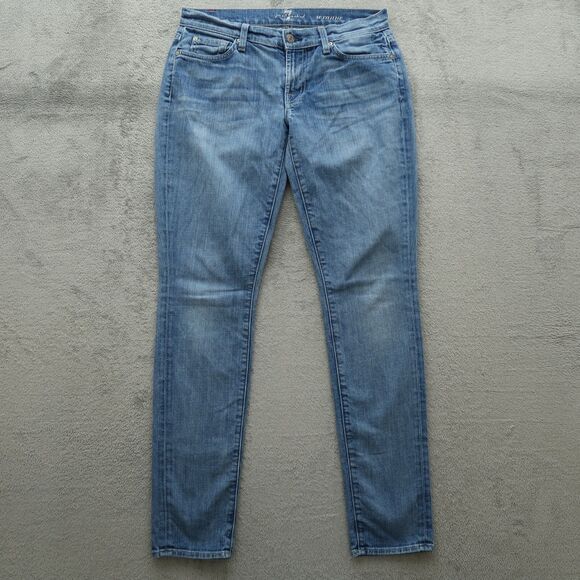 7 For All Mankind Jeans Women's 28 Blue Low-Rise Roxanne Skinny Denim 32" Inseam - Picture 1 of 15